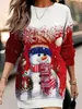 Ropa popular europea y americana para mujer de Amazon transfronterizo: Vestido sudadera navideño de moda, holgado, de cuello redondo, con estampado