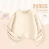 Moletom de Veludo para Meninas Outono e Inverno Tops Peça Única de Veludo para Crianças Laço de Menina Mangas Longas Roupas Quentes de Inverno