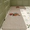 Tapete de cozinha estilo wabi-sabi japonês, tapete absorvente de água e óleo para uso doméstico, formato longo, resistente à sujeira, fácil de limpar, tapete de chão de cânhamo trançado