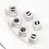 Acessórios de Contas Quadradas com Furo Passante Estilo Labbu Contas Soltas de Aço Inoxidável Chaveiro DIY Pingentes de Cordão de Couro