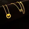 Collar Colgante de Ojo de Gato con Anillo Triturado de Hielo para Mujer, Oro Imitación, Lujo Ligero, Cadena de Clavícula Niche