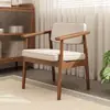 Silla de comedor tapizada de madera maciza nórdica, silla de ocio con reposabrazos estilo japonés, silla cómoda para escritorio de estudio, silla de tocador, silla de mesa de comedor