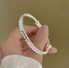 Pulseira de espiga de trigo feminina jovem cobre branco banhado a prata pulseira sólida presente de aniversário para namorada orelha orelha segura pulseira de puxar e empurrar