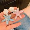 Horquilla de perla de océano dulce y linda para mujer de la serie azul, accesorios para el cabello, flequillo de concha, clip de pico de pato, estrella de mar