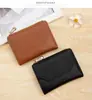 Nueva Cartera Corta para Mujer - Estilo Coreano, Patchwork de Rayas Simples, Botón a Presión, Portatarjetas de Piel Suave, Billetera con Cremallera para Monedas