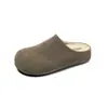 Pantuflas Gu Yun Estilo Coreano de Cuero Mate con Puntera para Mujer, Uso en Exteriores, Colección Otoño/Invierno 2026 Nuevo, Estilo Birkenstock, Medias Pantuflas para Personas Perezosas