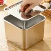 Tina cuadrada de acero inoxidable electrolítico para mermelada con asas cuadrada cuadrada con tapa caja de condimentos de cocina caja de condimentos cubo para salsa