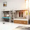 Cama de Hierro Forjado, Escritorio y Armario Combinados Yifanmei para Residencias Universitarias, Dormitorios de Estudiantes y Personal, con Escaleras Seguras para Entrar y Salir