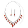 Moda Transfronteriza Conjunto de Collar, Pendientes y Pulsera para Novia Boda Marquise Brillante Moda Joyería de Boda Tres Piezas