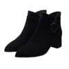 Botines de Gamuza Mate para Mujer 2026 Otoño/Invierno Nuevos Elegantes con Punta Aguda Tacón Alto Botas tipo Martin Suela Suave Cómoda Tacón Grueso Botas para Mujer