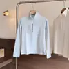 Blusão feminino de fleece elástico com meia-zip, modelo novo, peça quente, camada base, K479693/487596
