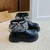 Botas Martin de Encaje con Lazo y Perlas para Niñas 2026 Otoño Botines a Cuadros Antideslizantes con Cordones para Niños Medianos a Grandes Botines Individuales