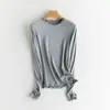 Especial Fora de Temporada Camisa Básica Ruffle Confortável Não Amassa de Manga Longa para Mulheres, Blusa Pulôver Cor Sólida para Outono