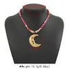 Zn0666 Colgante Exagerado Transfronterizo Corazón Luna Rostro Solar de Acero Inoxidable Chapado en Oro de 14K Cadena de Cuerda de Tela para Clavícula para Mujeres