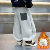 Roupas de Inverno para Meninos Veludo Plus Bordado Cachorrinho Calça Lanterna Estilo Coreano Moda Infantil Elegante Casual Calças de Bebê Comércio Exterior