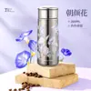 Termo de Bolsillo de Titanio Puro Serie Floral para Hombres y Mujeres de Gama Alta Flor de Cerezo Camelia de Gama Alta para Té Taza de Agua Portátil Titanio