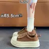 Zapatillas deportivas gruesas de velcro de cuero genuino para mujer, zapatos de estudiante, nuevos zapatos casuales deportivos versátiles para otoño e invierno 2026