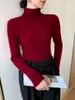 Capa base de cachemira para mujer, suéter de punto ajustado de cuello alto para otoño e invierno con cuello superpuesto, suéter de punto de manga larga para usar en capas