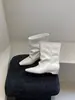 Botas elegantes de tacón alto grueso con punta cuadrada, nuevas para otoño-invierno 2026, fruncidas, moda francesa, sexys, apiladas, de media pantorrilla