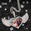 Colgante con foto privada de alas de amor europeas y americanas, collar con foto de recuerdo, colgante conmemorativo creativo de hip-hop DIY