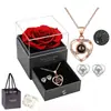 Regalo Navideño para Mamá San Valentín Amazon Transfronterizo Collar de Proyección Pendientes Joyería para Mujer Caja de Regalo Flor Eterna