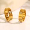 Anillo de Moda Ins de Viento de Venta Caliente Transfronterizo Anillo de Acero de Titanio Circonita de Trébol de Cuatro Hojas Anillo de Diamante de Amor Dulce