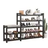 Banqueta para cambiarse los zapatos con estructura de hierro, zapatero simple y elegante para la entrada, popular banco zapatero con almacenamiento integrado