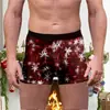 Comércio Exterior Transfronteiriço Roupa Íntima Masculina Estampada de Natal Estilo Novo Europeu e Americano Confortável e Respirável Seda de Leite Boxer de Cintura Média