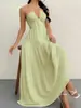 Vestido de verano europeo y americano transfronterizo, con escote halter en V profundo, elegante y sexy con detalles de corbata, perfecto para vacaciones y salidas a la playa.