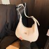 Bolsa transversal feminina de cor sólida e elegante, estilo coreano, com texturas, para uso diário, simples, com axilas, em formato de crescente, para todas as ocasiões