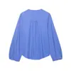 Z Estilo Europeu e Americano Transfronteiriço 2026 Nova Moda Elegante Amazon Atacado Feminino Camisa de Popeline com Manga Bufante 2140529