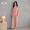 Pijama de Algodón Puro para Mujer Primavera Otoño Moda Casual Cárdigan Manga Larga Tallas Grandes Delgado Se Puede Usar Afuera Madre de Mediana Edad Ropa para el Hogar