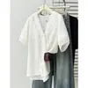 Blusa Feminina de Algodão e Linho para Gordinhas Verão 100kg Novo Estilo Casual Decote V Renda Curta Manga 0388