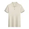 Camisa POLO de Seda Gelada 100% Verão Sem Costura Manga Curta Respirável Secagem Rápida Gola Polo Camiseta Cor Sólida Casual de Negócios Roupa de Trabalho