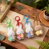 Llavero Colgante de Conejo con Flor Flocada Creativo, Decoración de Mochila Estilo Mejor Amigo, Lindo Regalo, Venta al por Mayor de Artículos Pequeños