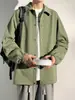 Chaqueta Vintage Suelta para Hombre de Primavera y Otoño con Cuello Waffle, Abrigo Casual Estilo Workwear, Modelo de Temporada Ajustado a la Moda