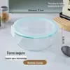 Caixa de Armazenamento de Vidro Borossilicato Alto, Tigela de Armazenamento de Vidro, Marmita, Forno de Micro-ondas, Recipiente de Armazenamento Selado para Estudantes, Utensílios de Mesa