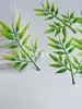 Hojas de plástico de hoja de bambú para plantas acuáticas para plantas hechas a mano DIY, accesorios decorativos de tres puntas para sala de estar, paisajismo de plantas verdes, hojas verdes
