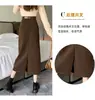 Falda Retro de Pana Estilo Maillard para Mujer en Otoño e Invierno Aspecto Adelgazante Falda Recta que Cubre la Cadera con Abertura Trasera y Falda de una Pieza que Cubre la Cadera
