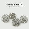 Botón de metal en forma de flor con diamantes de imitación ahuecados de alta calidad para chaqueta de traje, suéter, abrigo, hebilla decorativa llena de botones de piel de diamante