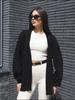 Cárdigan de punto de color puro de moda europea y americana 2025 Otoño e Invierno Nuevo Suéter suelto elegante simple Ropa exterior para mujer