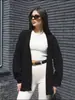 Cardigan de Punto de Color Sólido Estilo Moda Europea y Americana Otoño e Invierno 2025 Nuevo Suéter Simple Holgado Abrigo para Mujer Tendencia