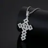 Collar con Colgante de Cruz de Cobre Estilo Hip-Hop Europeo y Americano Full Diamond, Se Puede Ensartar en una Cadena de Piedra Única