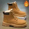 Botas Martin para Hombre, Zapatos de Algodón Cálidos con Forro Polar de Invierno, Botas de Combate Retro Desierto para Exteriores, Botas Amarillas para Trabajo, Talla Grande 48