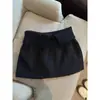 Falda Corta de Lana Patchwork Color Café Melard con Cintura Baja para Mujer, Otoño e Invierno, Elegante Falda de Punto Anti-Exposición para Figuras Pequeñas