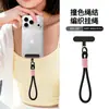 Cordón para teléfono tejido a mano hilo de poliéster de color contrastante tejido a mano fuerte duradero cordón de muñeca anti-pérdida