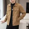 Nueva Chaqueta de Pana Otoño e Invierno Nueva Solapa Marca Trendy para Hombre Top Retro Multibolsillos Chaqueta de Trabajo Guapo