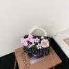 Nueva Versión Coreana Transfronteriza Bolso Infantil de Lazo Pequeño Estilo Chanel Camelia Bolso de Hombro Bolso de Mano con Perlas Versátil Bolso Cruzado
