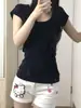 Camiseta Curta com Decote U Pure Desire, Estilo Nicho, Manga Regular, para Mulheres, Verão, Slim Fit, Valoriza o Corpo, Versátil, Top Picante para Meninas Baixinhas