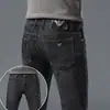 Jeans casuales para hombre de marca italiana de alta gama, modernos, color negro y gris, colección primavera-verano 2026, de pierna recta, corte slim, elásticos